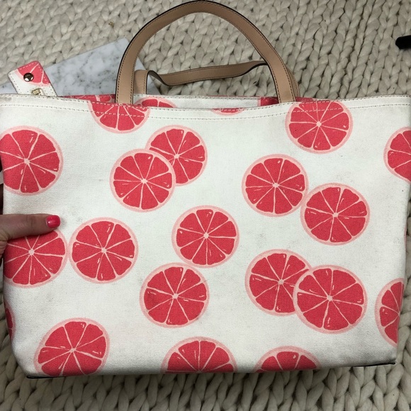 Kate Spade Grapefruit Print Pucker Up Tote Bag - Picture 2 of 8